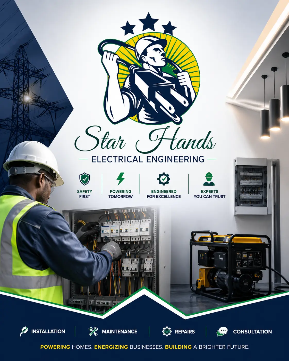branding works by wilfy designs for star hands electrical engineering
