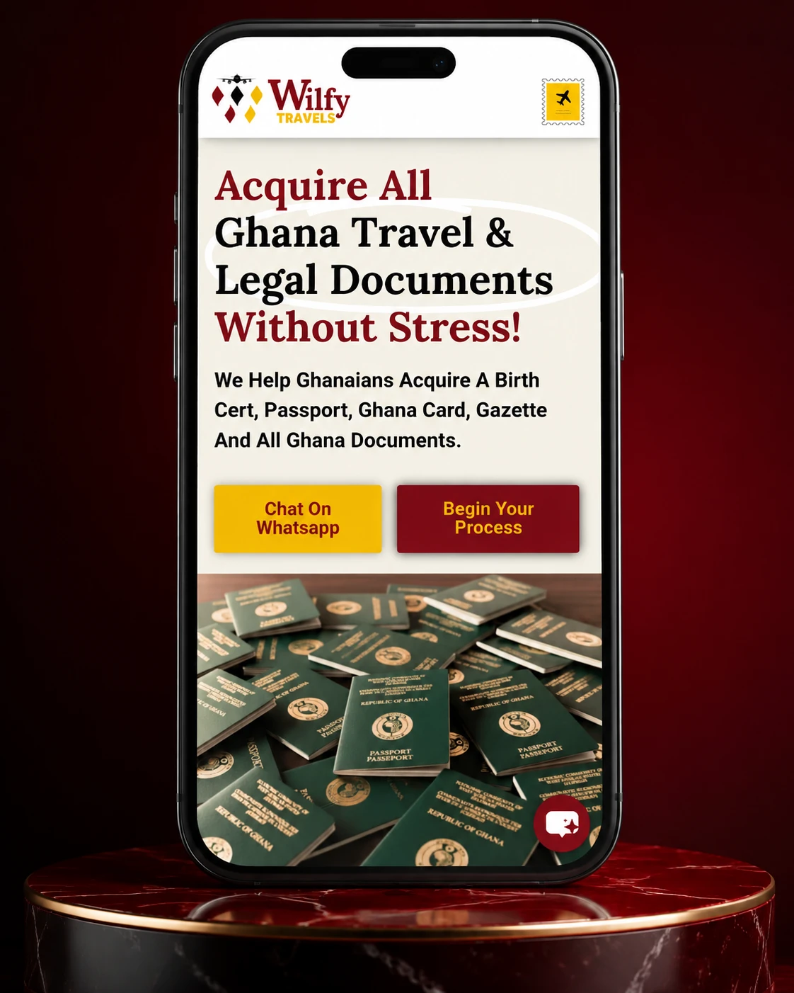 mobile view screenshot of wilfy travels website by wilfy designs