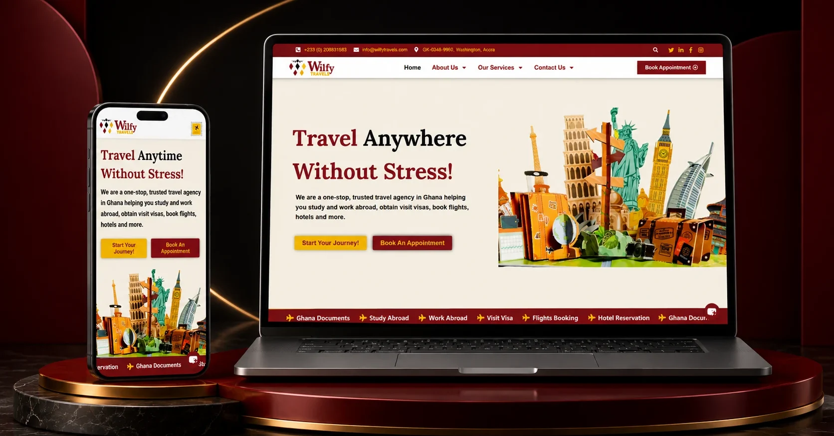 wilfy travels homepage design