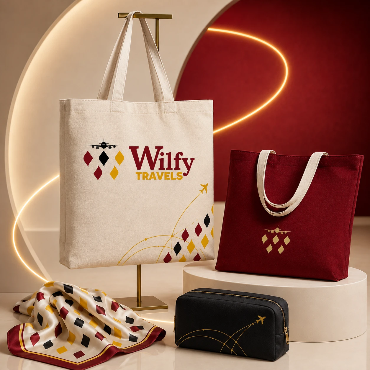 branded wilfy travels tote bag design by wilfy designs